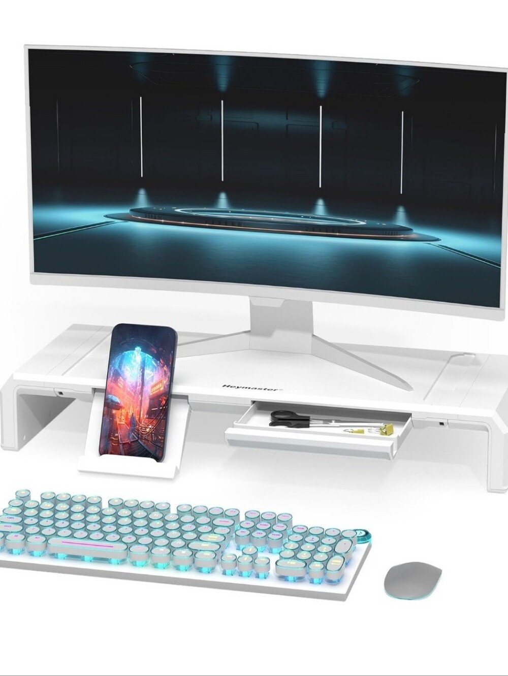 Heymaster White Foldable Monitor/ NB Stand